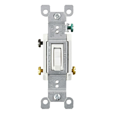 Leviton 1453-2W 15 Amp, 120 Volt, Toggle Framed 3-Way AC Quiet Switch, Residential Grade, Grounding, Quickwire