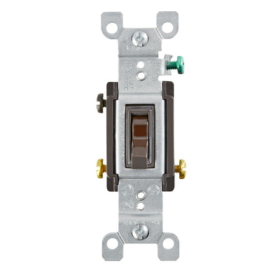 Leviton 1453-2 15 Amp, 120 Volt, Toggle Framed 3-Way AC Quiet Switch, Residential Grade, Grounding, Quickwire