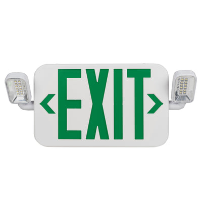 Envision LED-EM-EXT-G-WH-CMB LED Emergency Exit Sign GREEN Single or Double Sided w/ Bug Eye, 3.5w, White