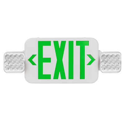 Envision LED-EM-EXT-G-WH-CMB-RC LED Emergency Exit Sign GREEN Single or Double Sided w/ Bug Eye w/ Remote Function, 3.5w, White