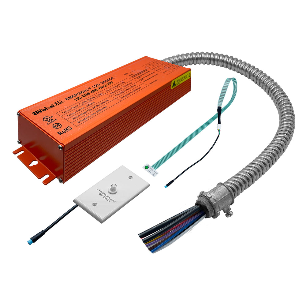 Envision LED-EMB-40W-HV-0/10V Emergency Back Up: 120v OUTPUT (Works with all 0-10V Dim or <40W fixtures