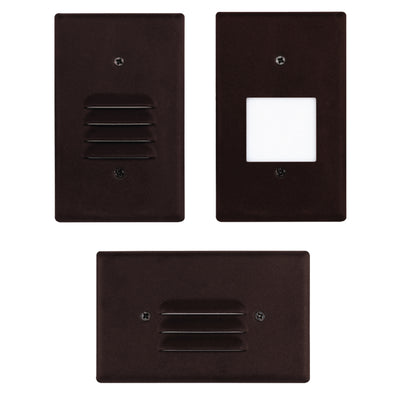 Envision LED-STEP-AGL-2W-27K-120-BZ Step Light: 3 Interchangeable Faces: (Horizontal/Vertical)/ Flat Frost: Lux-Line, Bronze