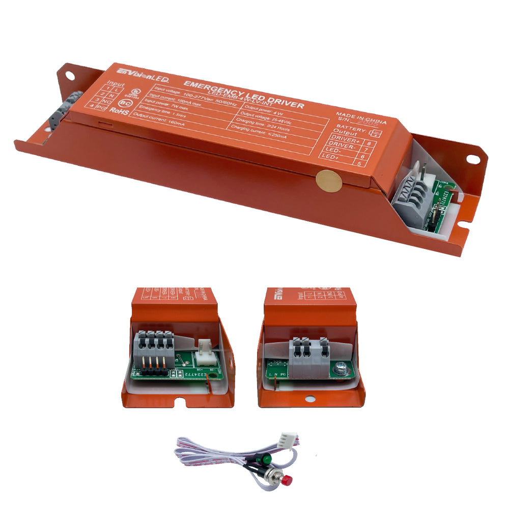 Envision LED-EMB-4W-LV-INT Emergency Backup: 36-56V DC for External Drivers w/ internal housing space (Wall Packs, Canopy, etc.)
