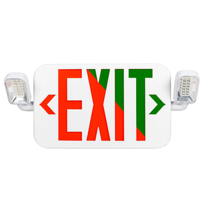 Envision LED-EM-EXT-RG-WH-CMB LED Emergency Exit Sign RED/GREEN Single or Double Sided w/ Bug Eye, 3w, White