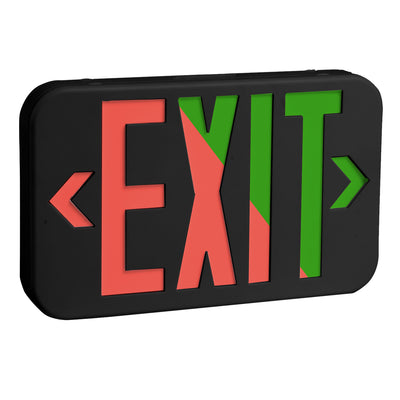 Envision LED-EM-EXT-RG-BL LED Emergency Exit Sign RED/GREEN Selectable Single or Double Sided, 3w, Black