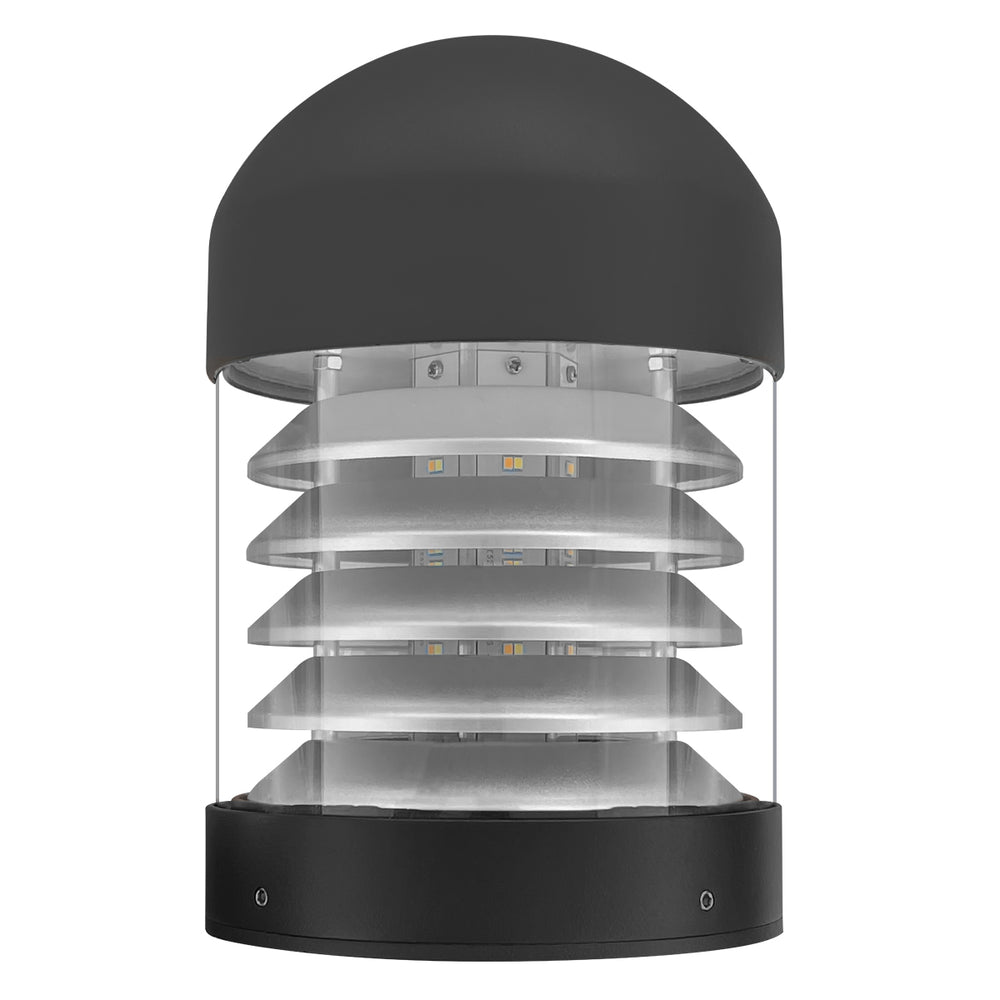 Envision LED-BLD-RD-5CCT-LV-DM-BL Bollard Head: Round Louver Dome Top Black Finish, 22/16/12W