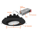 Envision LED-DLJBX-ADJ-6-18W-5CCT-BLK-R 6" Gimbal Adjustable Downlight Canless, Black