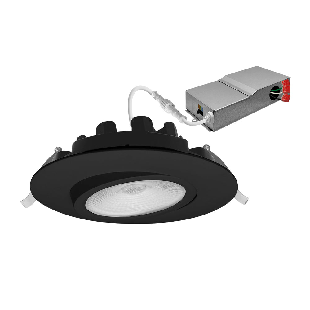 Envision LED-DLJBX-ADJ-6-18W-5CCT-BLK-R 6" Gimbal Adjustable Downlight Canless, Black