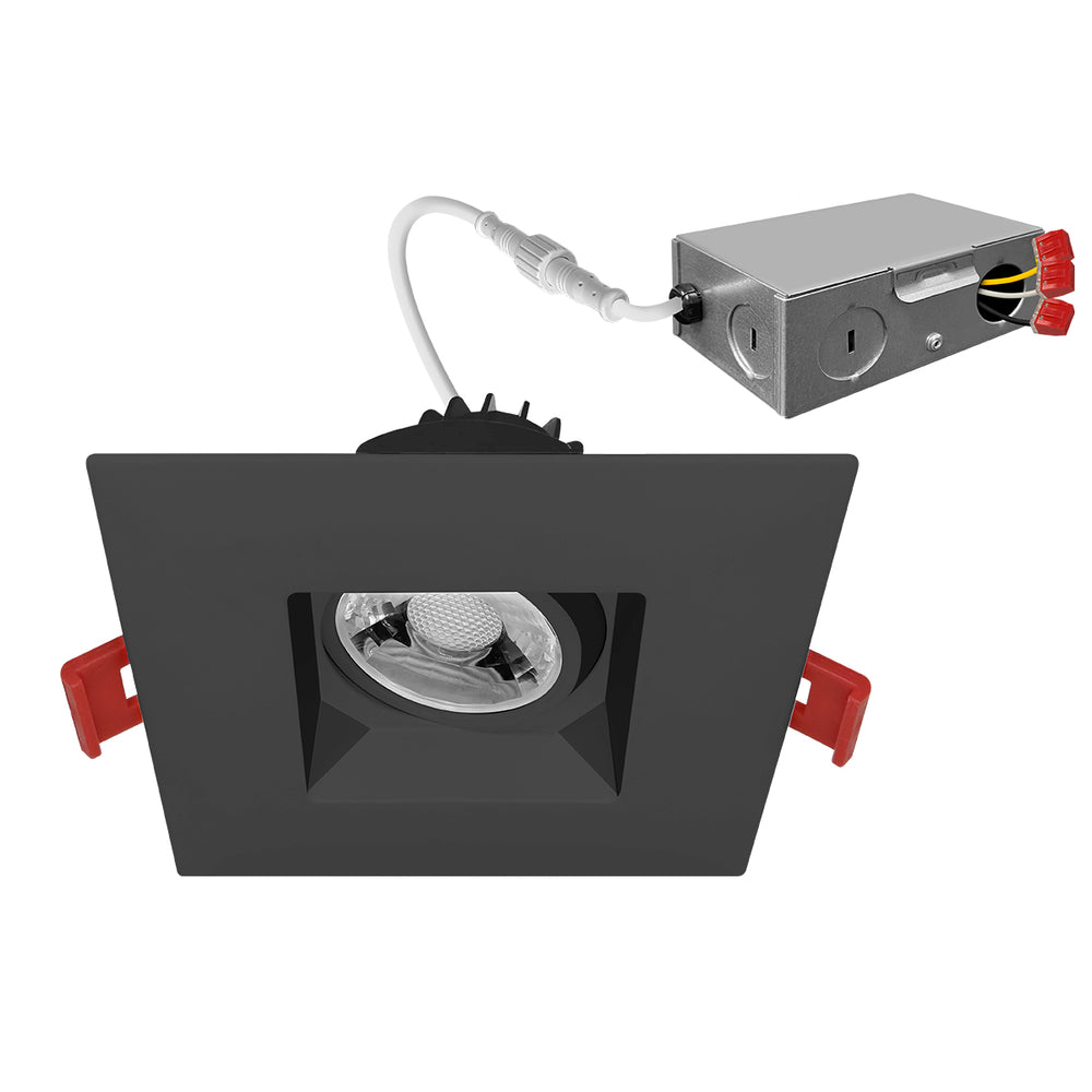 Envision LED-DLJBX-ADJ-3RG-8W-5CCT-BLK-SQ 3" Regressed Gimbal Downlight: SnapTrim-Line, Black