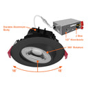 Envision LED-DLJBX-ADJ-4-12W-5CCT-BLK-R 4" Gimbal Adjustable Downlight Canless, Black