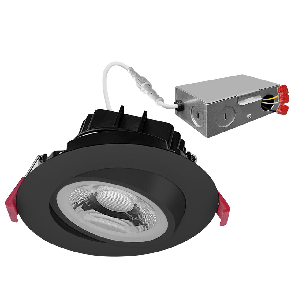 Envision LED-DLJBX-ADJ-4-12W-5CCT-BLK-R 4" Gimbal Adjustable Downlight Canless, Black