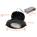 Envision LED-DLJBX-ADJ-4-18W-5CCT-BLK-R 4" Gimbal Adjustable Downlight Canless, Black