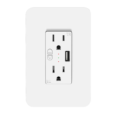 Envision S-WS-120V-USB-SL PIR Bi-Level + Daylight: Wall Outlet 3-Prong + USB SILVAIR, <1W, White