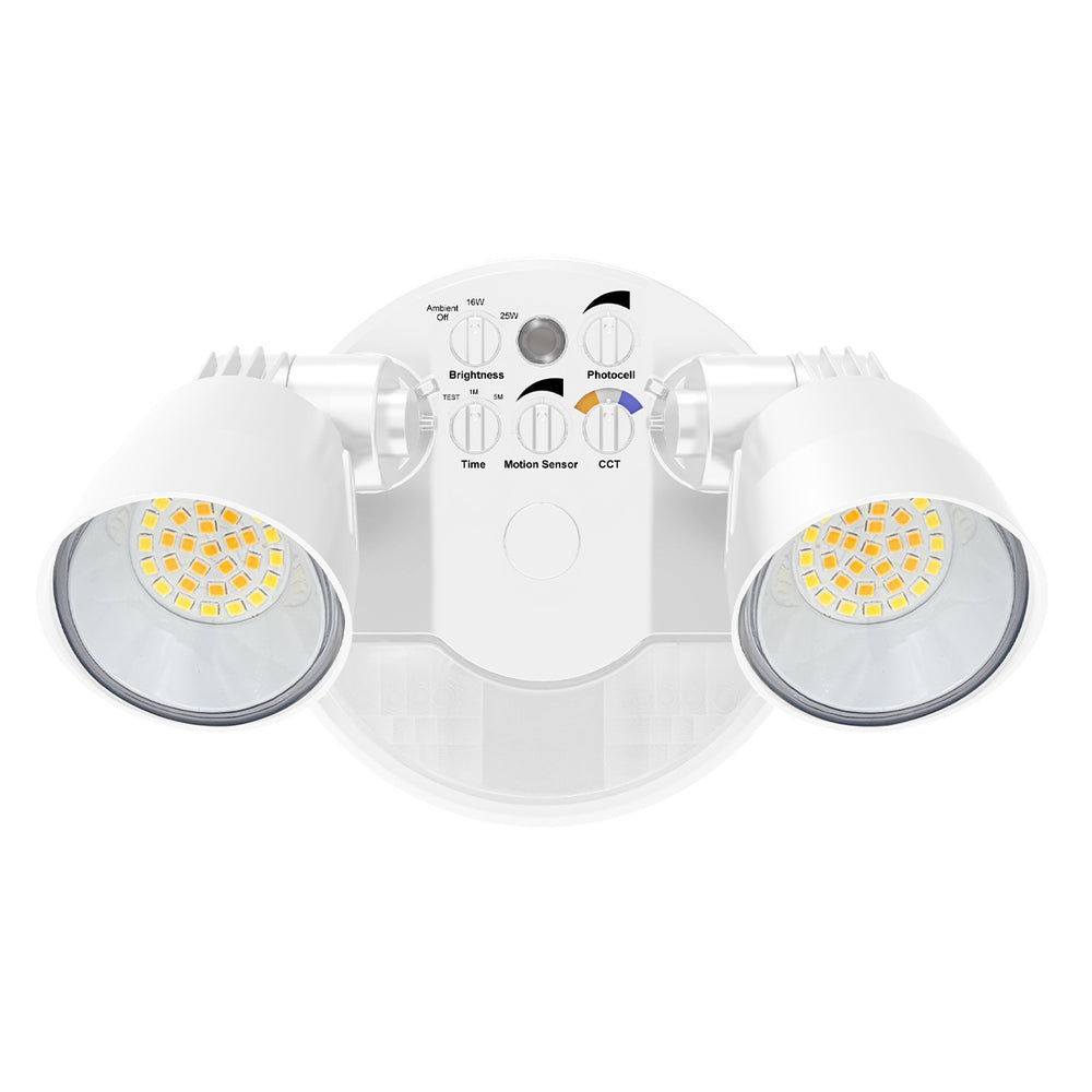 Envision LED-XSL2R-2P25-TRI-WH-PIR Security Light - Round Double Head PIR, 25/16W, White