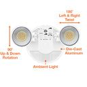 Envision LED-XSL2R-2P25-TRI-WH-PIR Security Light - Round Double Head PIR, 25/16W, White