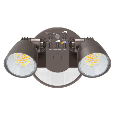 Envision LED-XSL2R-2P25-TRI-BZ-PIR Security Light - Round Double Head PIR, 25/16W, Bronze