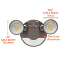 Envision LED-XSL2R-2P25-TRI-BZ-PIR Security Light - Round Double Head PIR, 25/16W, Bronze