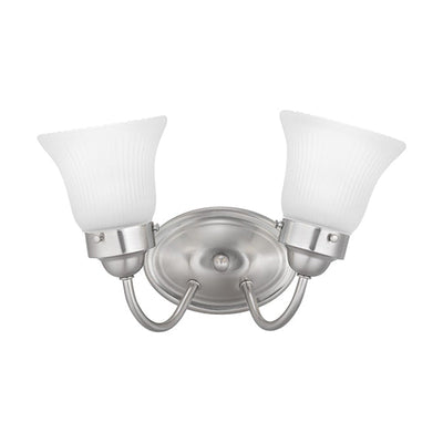 Progress Lighting P3288-09ET Fluted Glass 2-Light Bath and Vanity Etched Glass Shade