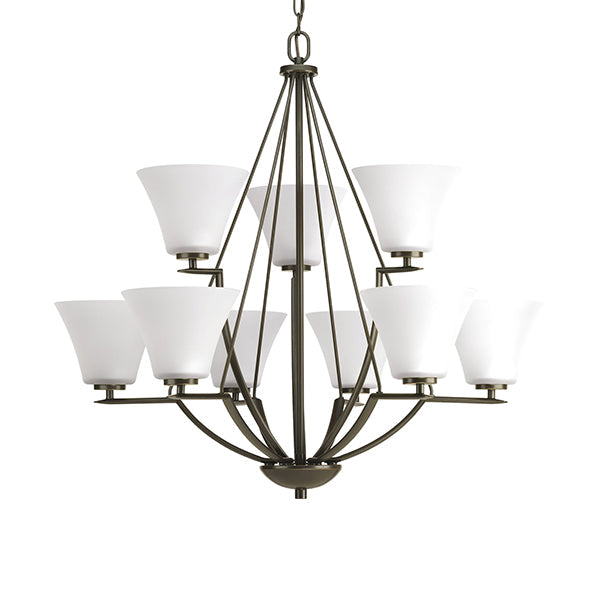 Progress Lighting P4625-20W Bravo 9-Light Chandelier Ceiling Light, Antique Bronze
