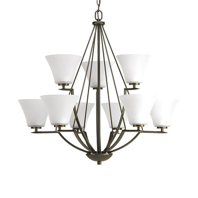 Progress Lighting P4625-20W Bravo 9-Light Chandelier Ceiling Light, Antique Bronze