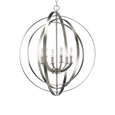 Progress Lighting P3889-126 Equinox 6-Light Foyer Pendant, Burnished Silver