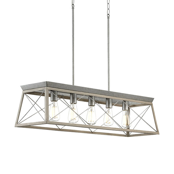 Progress Lighting P400048-141 Briarwood 5-Light Linear Chandelier Ceiling Light, Galvanized