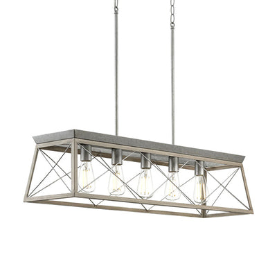 Progress Lighting P400048-141 Briarwood 5-Light Linear Chandelier Ceiling Light, Galvanized