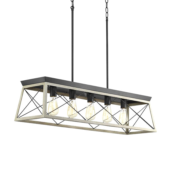 Progress Lighting P400048-143 Briarwood 5-Light Linear Chandelier Ceiling Light, Graphite