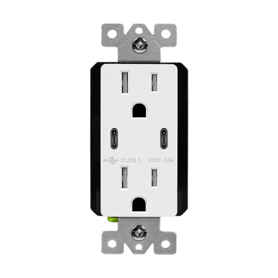 Dual USB-C Outlet, Tamper-Resistant 15A Duplex Receptacles