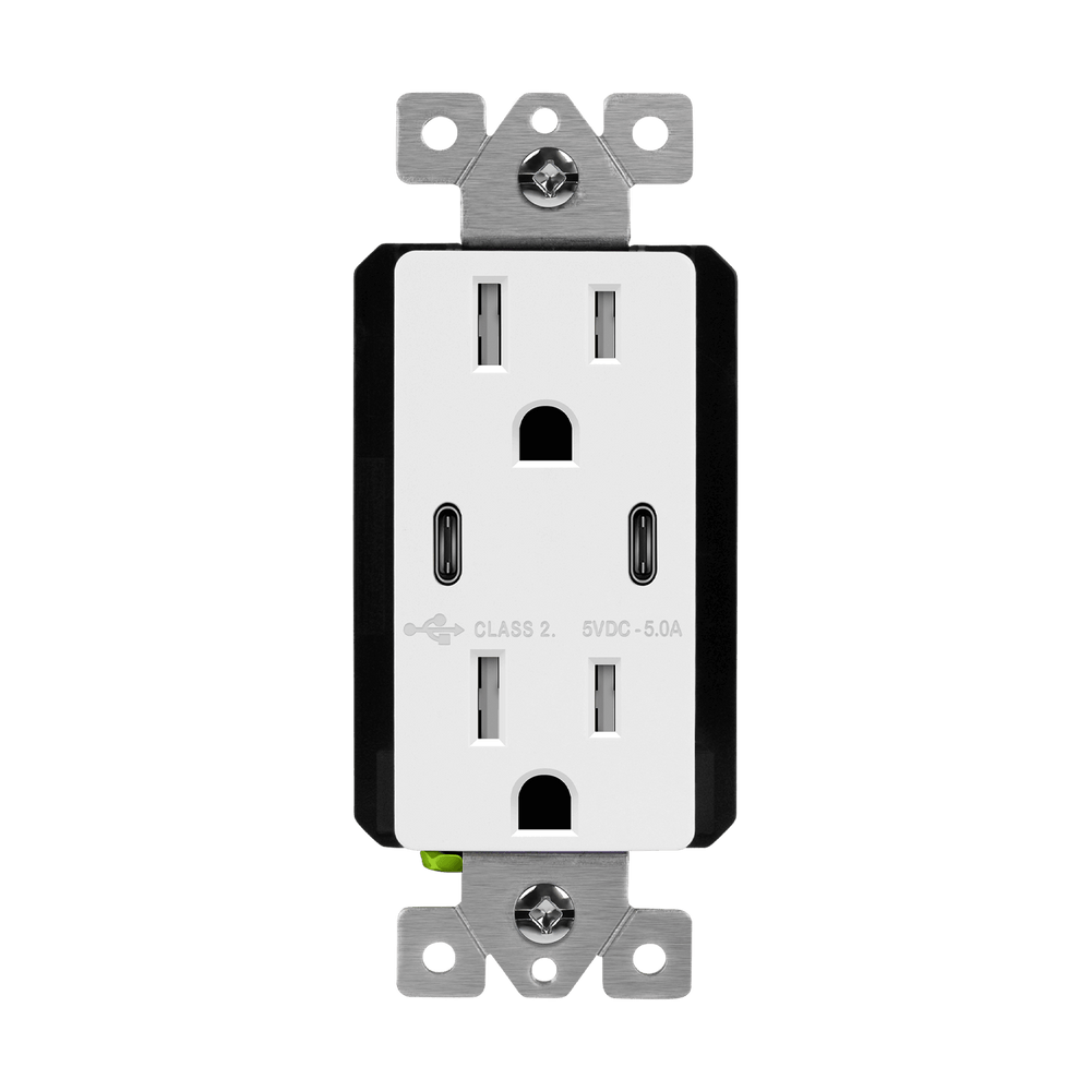 Dual USB C Outlet, Tamper-Resistant 15A Duplex Receptacles
