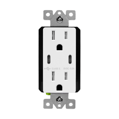 Dual USB C Outlet, Tamper-Resistant 15A Duplex Receptacles