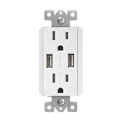Dual Type-A USB Charger with 15A Duplex Tamper-Resistant Receptacles