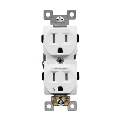 Half Controlled 15A Tamper-Resistant Duplex Style Plug Load Receptacle, 5-15R