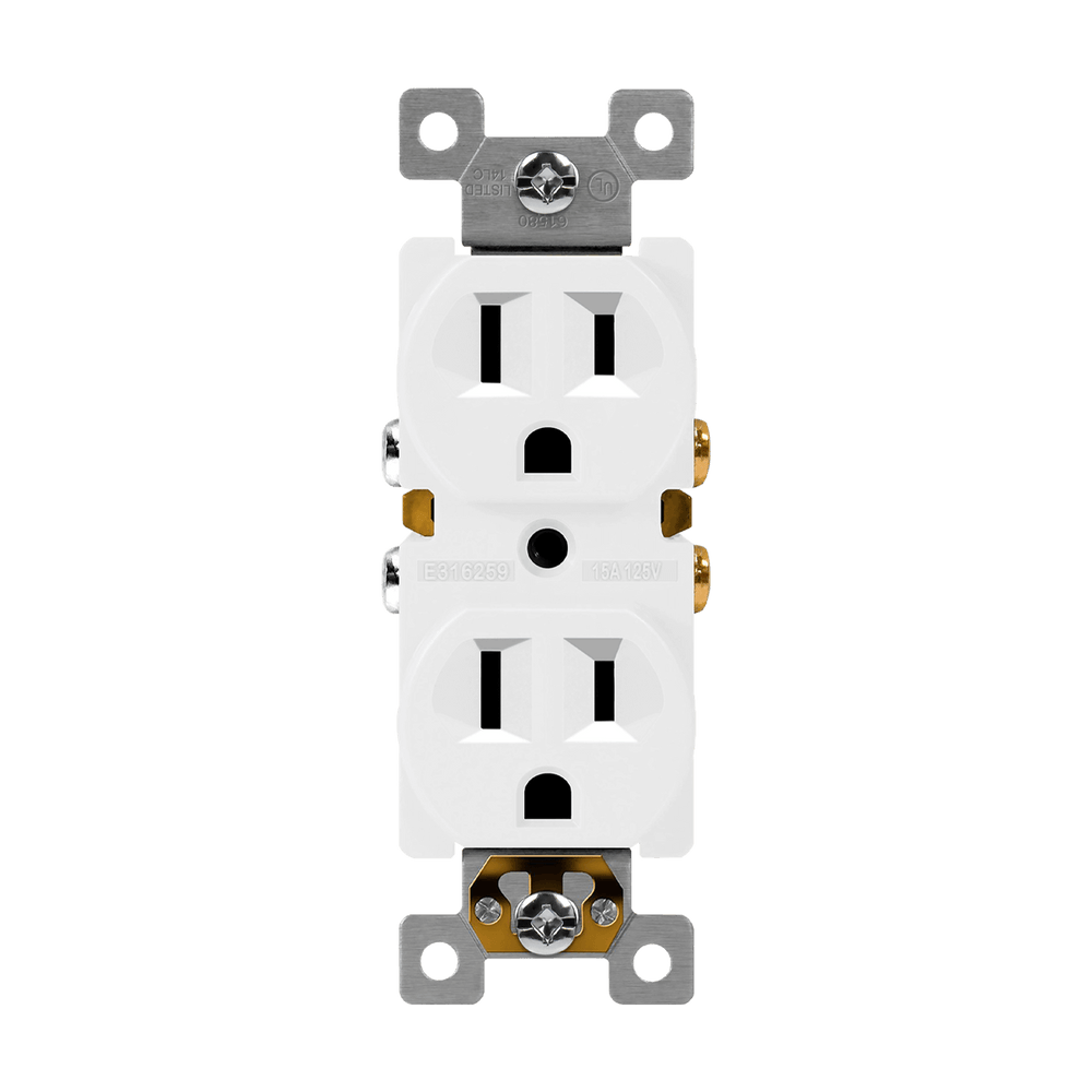 Residential Grade 15A Self-Grounding Duplex Receptacle