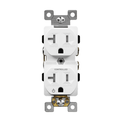 Half Controlled 20A Tamper-Resistant Duplex Style Plug Load Receptacle, 5-20R