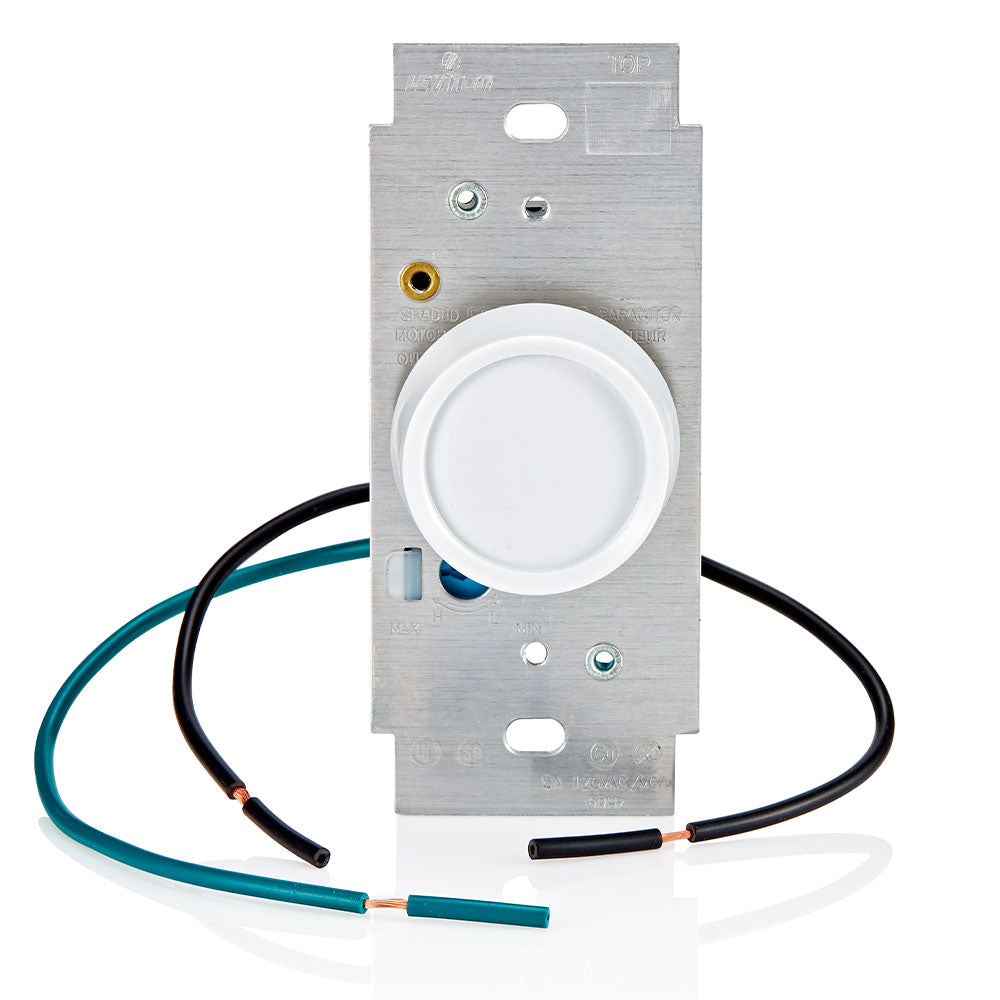 Leviton 6616-1XW 5 Amp, 120 Volt AC 60Hz, Single-Pole, Trimatron Full Range Electro-Mechanical, Rotary Fan Speed