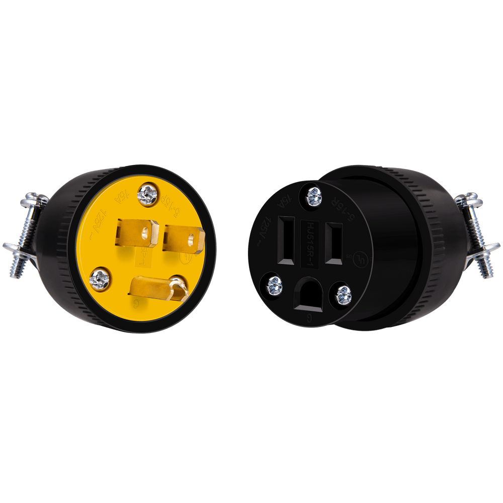 15 Amp 125Volt 60 Hz Straight Blade Plug and Connector Combo NEMA 5-15P/R