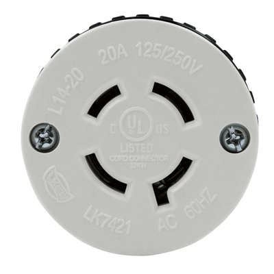 Industrial Grade Locking Cord Connector, 20A, L14-20C
