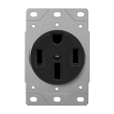 Industrial Grade Flush Mount Receptacle, 50A, 14-50R