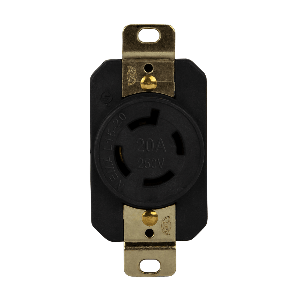 Industrial Grade Locking Receptacle, 20A, L15-20R