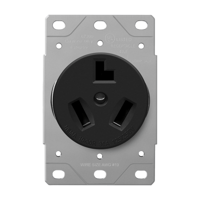 Industrial Grade Flush Mount Receptacle, 30A, 10-30R
