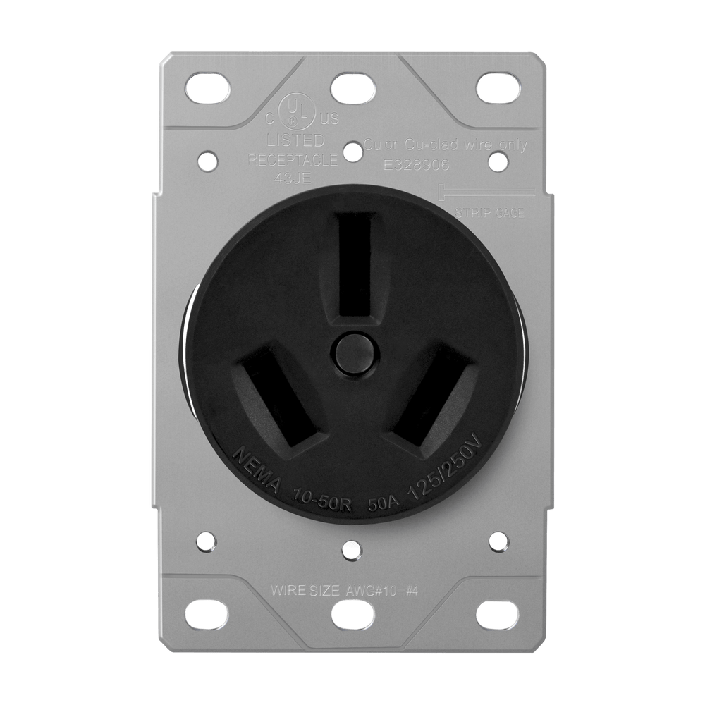 Industrial Grade Flush Mount Receptacle, 50A, 10-50R