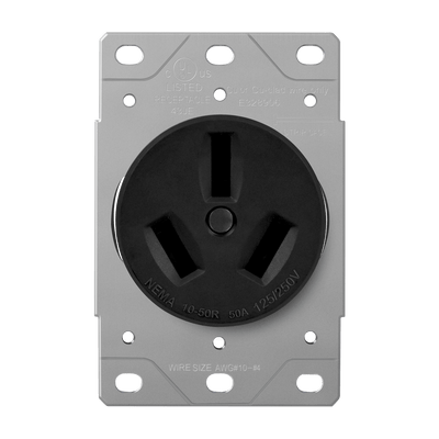 Industrial Grade Flush Mount Receptacle, 50A, 10-50R