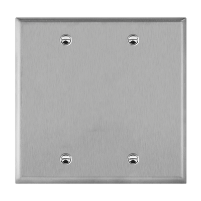 Antimicrobial Blank Cover Two-Gang Metal Wall Plate " Mid-Size