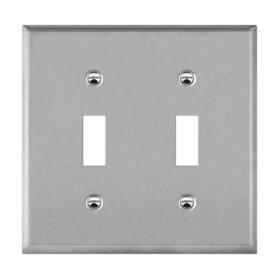 Toggle Switch Two-Gang Metal Wall Plate, Mid-Size