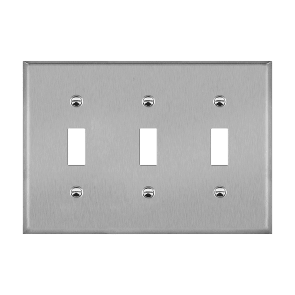 Toggle Switch Three-Gang Metal Wall Plate, Mid-Size