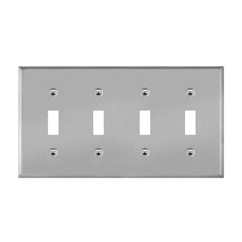 Toggle Switch Four-Gang Metal Wall Plate, Mid-Size