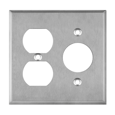Combination Duplex Receptacle and Single Receptacle Two-Gang Metal Wall Plate