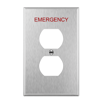 Duplex One-Gang Emergency Metal Wall Plate, Mid-Size
