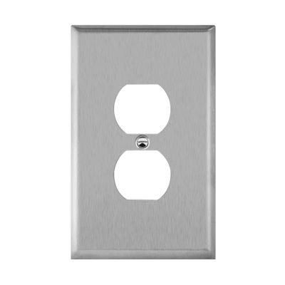 Duplex Receptacle One-Gang Metal Wall Plate, Oversize